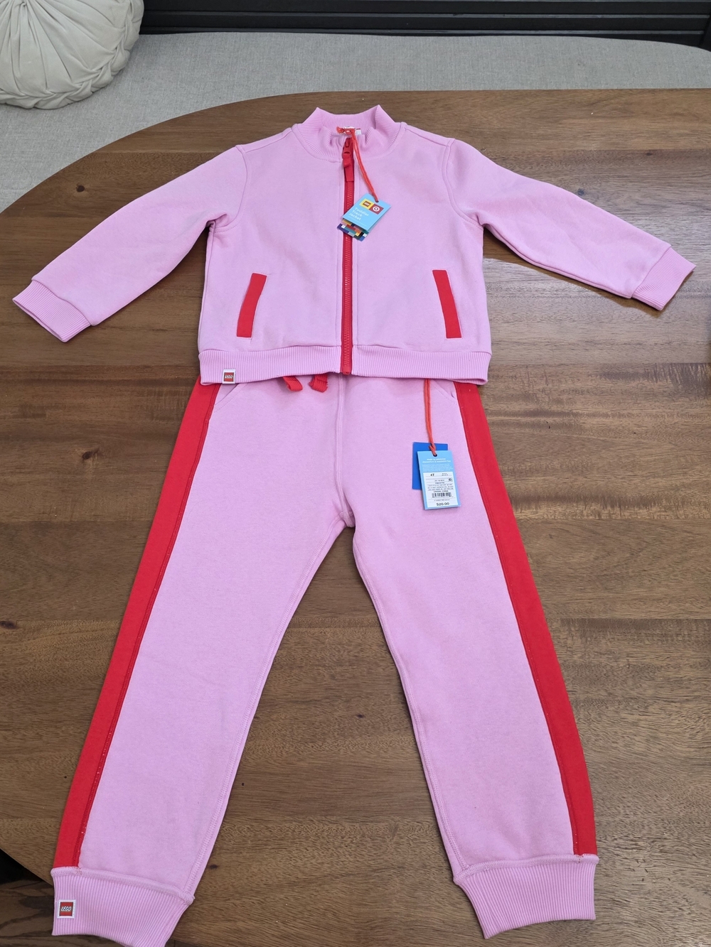 NWT LEGO x Target Kids Track Jacket & Jogger 2-Piece Set Pink Red-4T